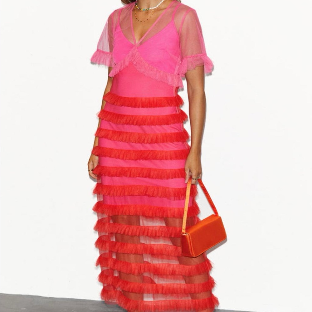 Never Fully Dressed Pink and Red Maxi Dress